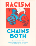 "RACISM CHAINS BOTH" HUGO GELLERT COMMUNIST PARTY BLACK LIBERATION COMMISSION CIVIL RIGHTS POSTER.