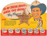 ROY ROGERS CARDED POST CEREALS PREMIUM BADGE & QUAKER "ROY ROGERS DEPUTY SHERIFF" BADGE.