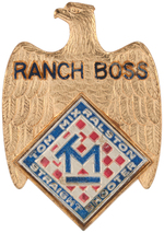 TOM MIX HIGH GRADE EXAMPLES OF 1937 STRAIGHT SHOOTER BADGE AND 1938 RANCH BOSS BADGE.