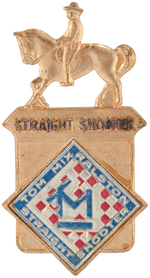 TOM MIX HIGH GRADE EXAMPLES OF 1937 STRAIGHT SHOOTER BADGE AND 1938 RANCH BOSS BADGE.