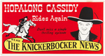 HOPALONG CASSIDY COMIC STRIP SIGN & PROMOTIONAL BUTTON PAIR.