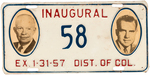 IKE/NIXON JUGATE 1957 INAUGURAL LICENSE PLATE WITH LOW NUMBER "58."