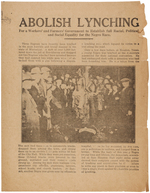 "ABOLISH LYNCHING" COMMUNIST PARTY FOSTER/GITLOW JUGATE FLIER AND "PROLETARIAN PARTY" CARD.