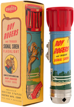 "ROY ROGERS SIGNAL SIREN FLASHLIGHT" BOXED EXAMPLE WITH STORE DISPLAY.