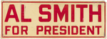 "AL SMITH FOR PRESIDENT" AND PORTRAIT METAL LICENSE PLATE ATTACHMENTS.