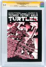 "TEENAGE MUTANT NINJA TURTLES" #1 FEBRUARY 1985 CGC 8.0 VF - SIGNATURE SERIES WITH SKETCH.