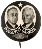 "ROOSEVELT GARNER" JUGATE BUTTON WITH STAR AT TOP CENTER.