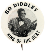 BO DIDDLEY KING OF THE BEAT RARE AND HISTORIC MID-1955 ERA ROCK N ROLL BUTTON.