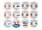 BUSH AND BASEBALL TEAMS 10 BUTTONS PLUS TWO MISCELLANEOUS FROM 2004.