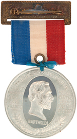 STATUE OF LIBERTY 1886 DEDICATION MEDAL ON RARELY SEEN HANGER/RIBBON.