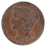ALTERED 1852 LARGE CENT RELATED TO COPPERHEADS.