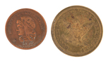 PAIR OF ANTI-SLAVERY TOKENS FROM 1860 AND 1863.