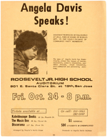 RARE EARLY "ANGELA DAVIS SPEAKS!" FLYER ADVERTISING OCTOBER 1969 SAN JOSE APPEARANCE.