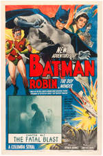 "NEW ADVENTURES OF BATMAN AND ROBIN" PAPER-MOUNTED MOVIE SERIAL POSTER.