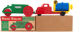 1950s CONSTRUCTION VEHICLES & AMUSEMENT PARK RAILROAD BOXED TRIO.