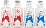 "GALAXY" SPACEMEN SOFT DRINK SYRUP BOTTLES WITH SHIPPING CARTON.