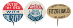 TRIO OF SCARCE ROOSEVELT BUTTONS.