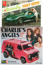 "CHARLIE'S ANGELS MOBILE UNIT VAN & FARRAH'S FOXY VETTE" BOXED MODEL KIT PAIR.