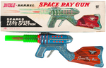 "DOUBLE-BARREL SPACE RAY GUN" BOXED SPARKING SPACE RIFLE.