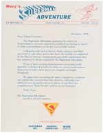 "MACY'S SUPERMAN ADVENTURE" LETTER & RAINCHECK TICKET.