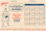 SUPERMAN WORLD WAR II DEFENSE STAMPS CALENDAR CARD.