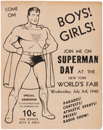 "SUPERMAN DAY" 1940 NEW YORK WORLD'S FAIR PROMOTIONAL COMIC BOOK INSERT.