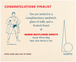 "SUPERMAN DAY" 1940 NEW YORK WORLD'S FAIR DONUT VOUCHER CARD.