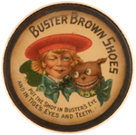 BUSTER BROWN RARE C. 1920s PAIR: ADVERTISING MIRROR AND DEXTERITY PUZZLE.