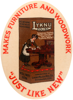 "LYKNU POLISH- JUST LIKE NEW" RARE FURNITURE AND WOOD POLISH AD MIRROR C. 1920.