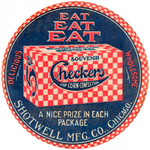 CHECKERS POP CORN GRAPHIC AD MIRROR PROMOTING PRIZE IN EACH PACKAGE.