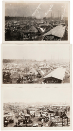 TRIO OF BONUS ARMY REAL PHOTO POST CARDS DEPICTING THE CAMP BEFORE ITS DESTRUCTION.