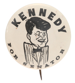 UNCOMMON ANTI-KENNEDY CARICATURE BUTTON "KENNEDY FOR SENATOR."