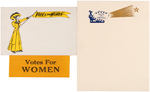 VOTES FOR WOMEN SUFFRAGE POST CARD WITH KANSAS CONTENT, RIBBON AND NEW YORK STATIONERY.