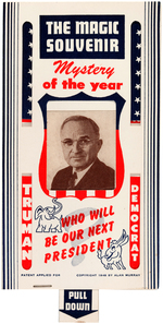 "THE MAGIC SOUVENIR" 1948 TRUMAN/DEWEY METAMORPHIC NOVELTY CARD.