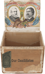 CIGAR BOX WITH PAIR OF HARRISON/REID JUGATE LABELS.