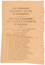 JEFFERSON DAVIS FOR PRESIDENT 1861 CONFEDERATE BALLOT FROM VIRGINIA.