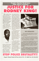 "JUSTICE FOR RODNEY KING!" MAY, 1992 COMMUNIST NEWSPAPER ISSUED POSTER.