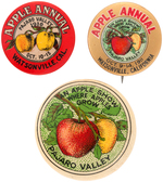 WATSONVILLE, CALIF TRIO OF GORGEOUS ANNUAL APPLE SHOW BUTTONS 1910-1911.