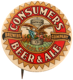 CONSUMER'S BEER & ALE, ERIE, PA. BEAUTIFUL AD BUTTON HAKE BOOK CPB 1896-1986 COLOR PLATE SPECIMEN.