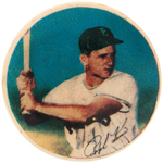 RALPH KINER IN PIRATES UNIFORM 1950 BUTTON FROM THE MUCHINSKY COLLECTION.