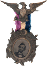 RARE 1864 LINCOLN FERROTYPE BADGE WITH BEARDED PORTRAIT BADGE.