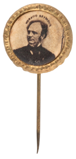 DIMINUTIVE 1868 "HORATIO SEYMOUR" PORTRAIT BADGE UNLISTED IN HAKE AND DeWITT.