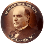 RARE McKINLEY "YOUNG MEN'S REPUBLICAN CLUB LOCK HAVEN, PA" REAL PHOTO PORTRAIT BUTTON.