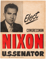 "ELECT CONGRESSMAN NIXON U.S. SENATOR" 1950 CARDBOARD CAMPAIGN POSTER.