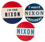 THREE 1960 NIXON CAMPAIGN BUTTONS.