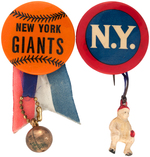 NEW YORK GIANTS PAIR OF EARLY BUTTONS MUCHINSKY BOOK PLATE SPECIMENS.