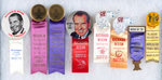 EIGHT SCARCE RICHARD NIXON 1973 INAUGURAL BUTTONS, BADGES AND RIBBONS.