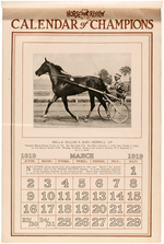 "THE HORSE REVIEW - CALENDAR OF CHAMPIONS" HARNESS RACING JOURNAL 1919 CALENDAR.