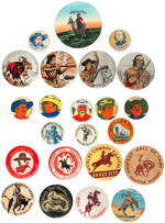 FRONTIERSMEN (12), RODEO (4) AND COWBOY THEME 1930s-1950s (7) BUTTONS.