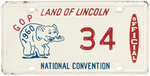 NIXON/LODGE FIGURAL LICENSE PLATE ATTACHMENT AND 1960 REPUBLICAN NATIONAL CONVENTION PLATE.